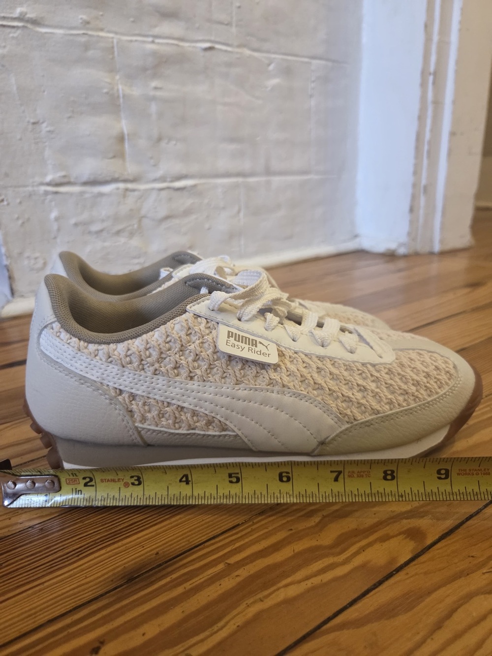 Puma Women’s Cream and White Woven Lace-Up Sneakers - Picture 12 of 13